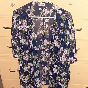 Vintage Navy Floral Kimono